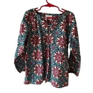 Hanna Andersson Girls Floral Boho Tunic Top Size 110 Blue & Pink Cotton Size 5